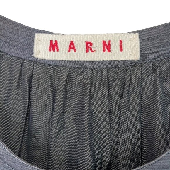 Marni Womens Top Size Small Cropped Bell Sleeve Flannel Ruffle Black Brown Plaid - Picture 4 of 15